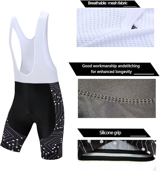 Coconut Ropamo CR Men's Cycling Jersey Set Road Bike Jersey Zipper Pocket Bib Shorts with 4D Padded Cycling Clothing Set
