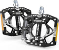 BUCKLOS MTB Bike Flat Pedals with Reflectors,Large Platform Mountain Non Slip CNC Aluminum Alloy Bicycle Pedals Sealed Bearing 9/16" Adult