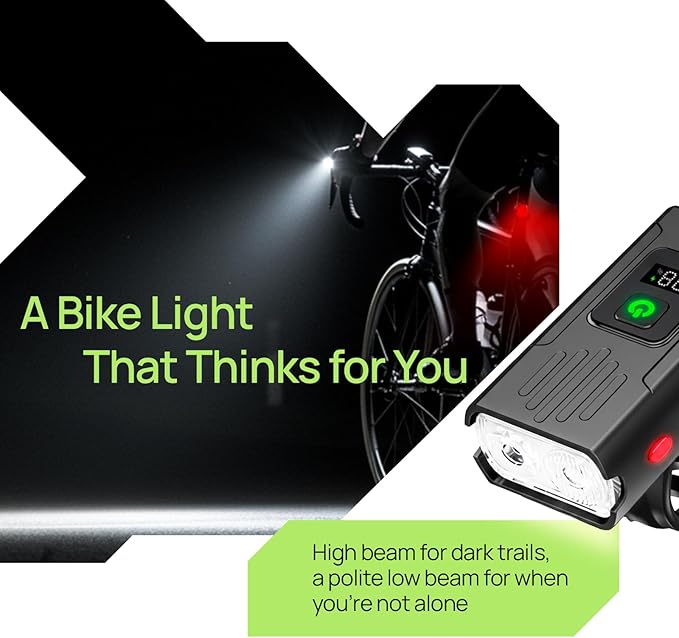 Smart Bike Lights Front and Back, R15 Kit, USB C Rechargeable with Auto Brake Sensing, 500 Lumen Waterproof Bicycle Headlight & Tail Light Set for Night Riding, Long Battery Life for Cycling Safety