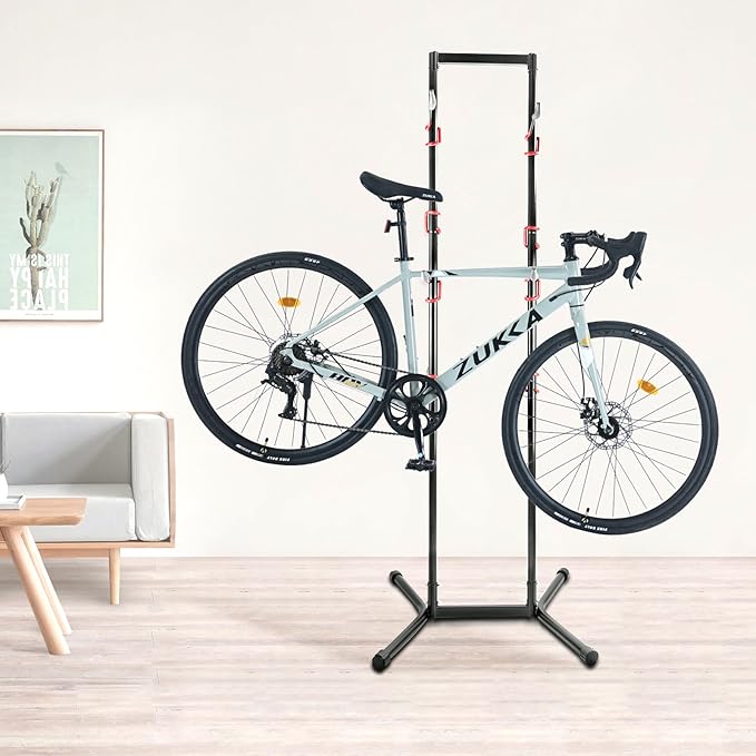 MEGHNA Bike Stand 4 Bike Rack Removable Bicycle Holder for Garage Home Bike Shop Bike Storage Rack Adjustable Height Hanger Floor Bike Parking Stable Base for Mountain Bike Road Bike