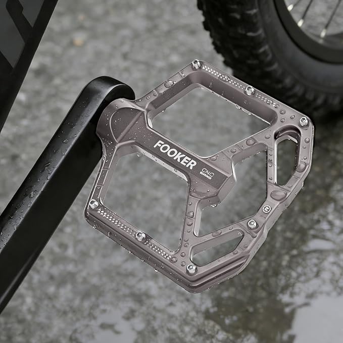 FOOKER Mountain Bike Pedals,Non-Slip Bicycle Flat Pedals Aluminum 9/16",MTB Pedals Wide Platform Pedals for Mountain Bike, BMX, Road Bike Pedals