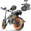Adult Electric Folding Ebike 1200W Peak Rated 500W Motor 48V 15Ah- Max 28MPH High-Speed, Level 3 Assist, Dual Disc Brakes, 14" with Pedal Assist, Folding Bicycle for Commuter