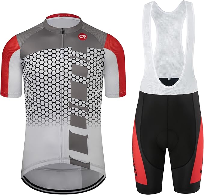 Coconut Ropamo CR Men's Cycling Jersey Set Road Bike Jersey Zipper Pocket Bib Shorts with 4D Padded Cycling Clothing Set