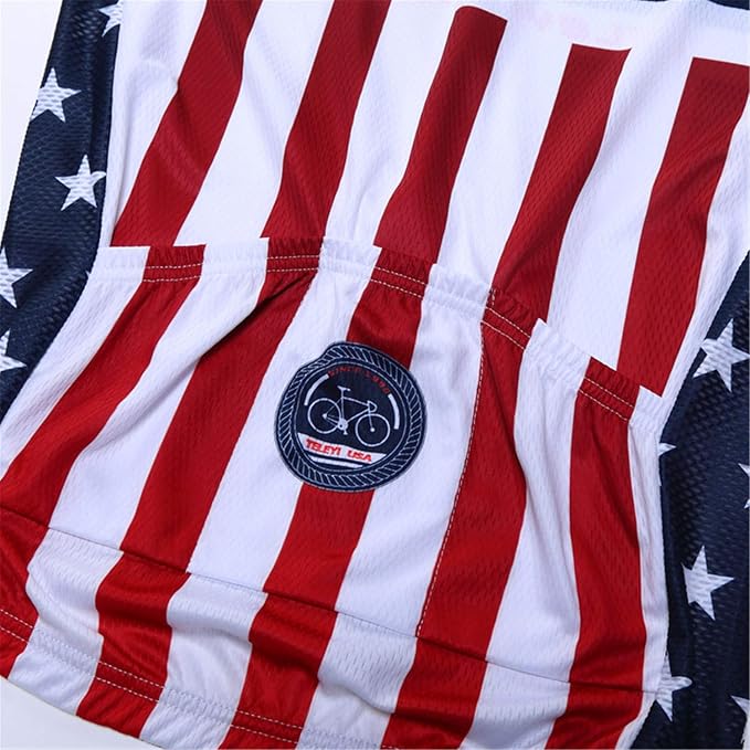 JPOJPO USA Cycling Jersey Men Short Sleeve Bike Shirts Biking Jersey Summer American Bicycle Tops with 3 Pockets Reflective