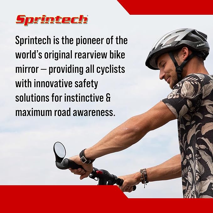 Sprintech Compact Adustable Rear-View Bicycle Mirror - P016 (Black, E-Bike) (Single Mirror)