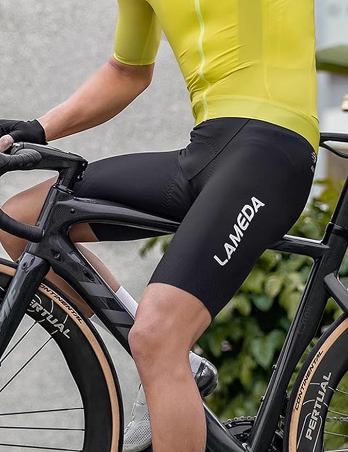LAMEDA Mens Cycling Bib Shorts,Padded Breathable Bike Shorts Men Lightweight Bicycle Bibs Bike Tight for Road Gravel Biking