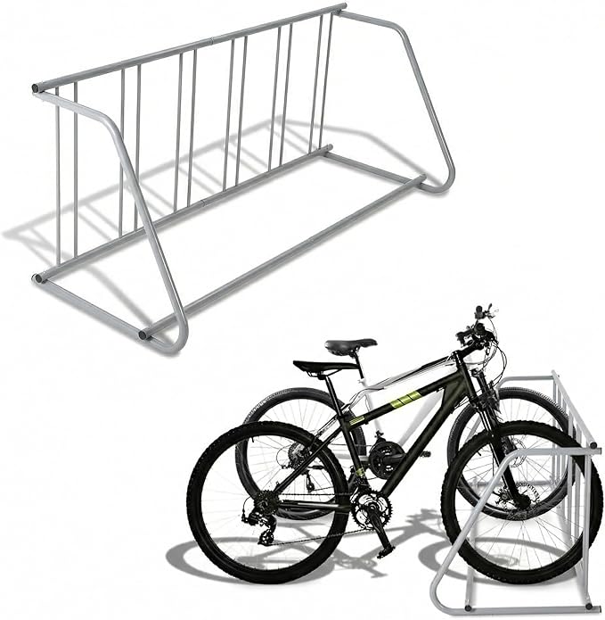10 Bike Rack for Garage, Heavy Duty Steel Bicycle Rack Freestanding with Floor Mount Kit, Single-Sided Parking Stand for 10 Bicycles, Commercial Grade Bike Racks for Apartments & Schools, Black