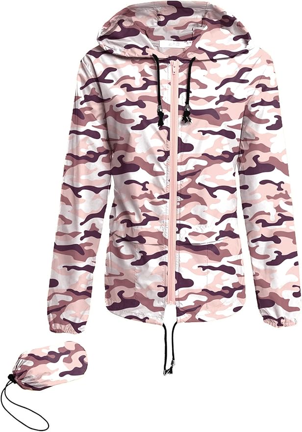 Avoogue Raincoat Women Lightweight Waterproof Rain Jackets Packable Outdoor Hooded Windbreaker