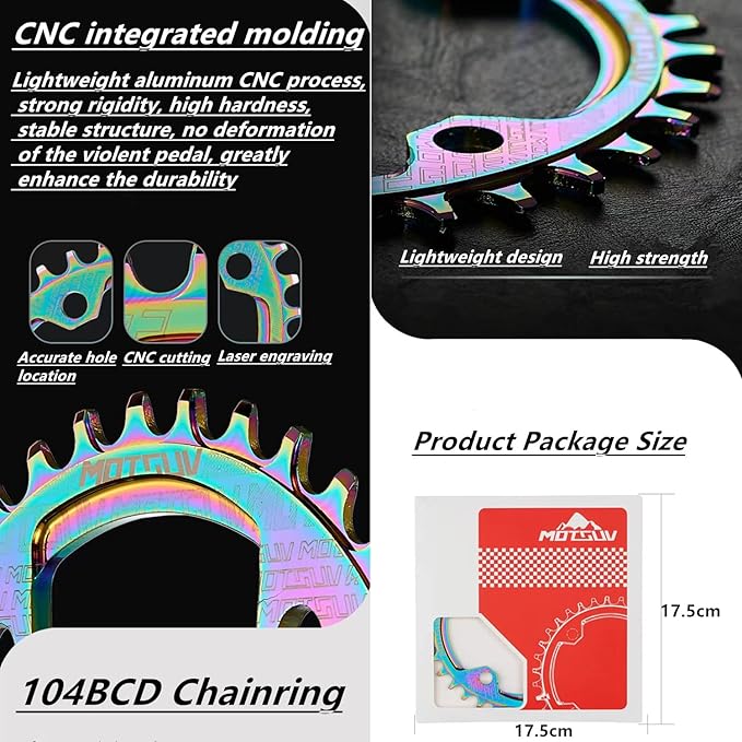 YBEKI 104BCD Chainring - CNC 7075-T6 Aluminum Narrow-Wide Round Chainwheel for MTB/Road Bikes (32-38T) | Compatible with Shimano/SRAM 8-11 Speed | Ultra-Light | Anti-Drop Design
