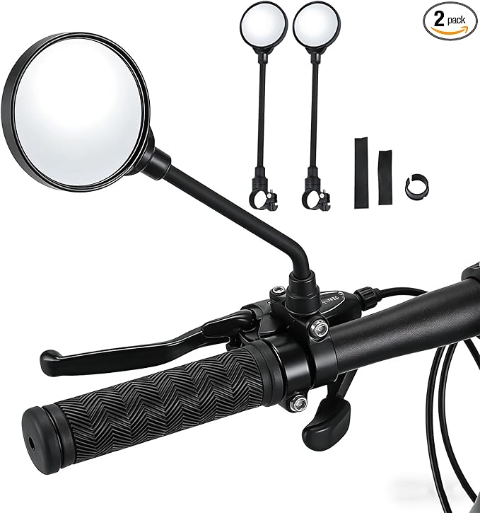 Adjustable and rotatable wide angle bicycle rearview mirror general shock proof convex mirror for bicycle mountain bike and electric car handle (2)