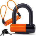 Anti Theft Motorcycle Disc Lock - Heavy Duty Bike Lock with Reminder Cable & Carry Pouch - Universal Fit Disc Brake Lock for Motorbikes, Scooters, and Mopeds (Orange)