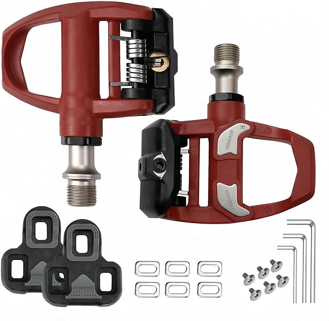 WOWSPORT Look Keo Road Bike Pedals - Lightweight Clipless Pedals with Sealed Bearings & Nylon/Carbon Body | 9/16″ Spindle, Compatible with Look Keo Cleats for Indoor & Road Cycling