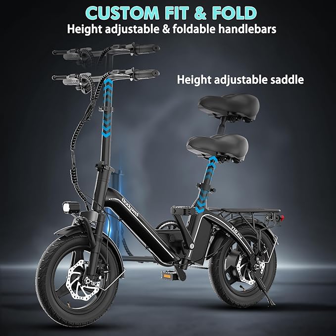 Bodywel Electric Bike for Adults, 14"/16''/20'' Ebike for Commuting, 750W/1500W Peak Motor Electric Bicycles, Foldable EBikes for Adults and Teens