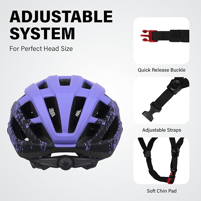 Youth Adult Road Bike Helmet, Men Women Adjustable Mountain Bicycle Helmet with Detachable Visor, 2 Sizes for Age 8-14+ Youth, Kids, Adult