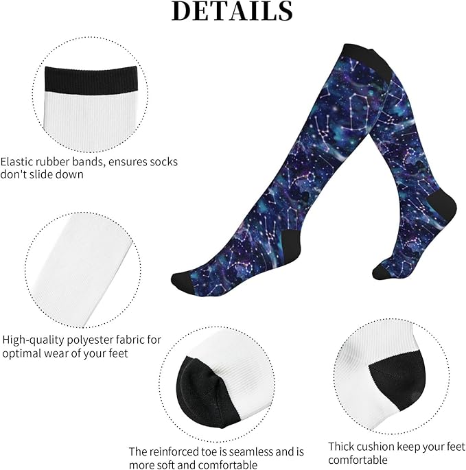 bassyil Compression Socks for Women & Men Circulation 15-20 mmHg Knee High Best Support for Nurses Travel Running Athletic