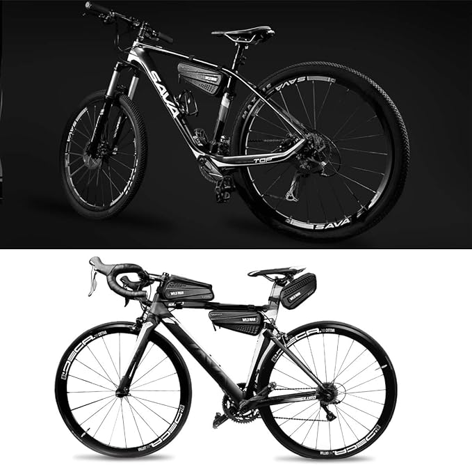 Bike Frame Bag, Waterproof Bicycle Bag Cycling Front Top Tube Pouch Pannier Bike Triangle Bag Front Saddle Frame Pouch for Outdoor MTB Road Mountain Bike Crossbar Storage Bags with Reflective Stripe