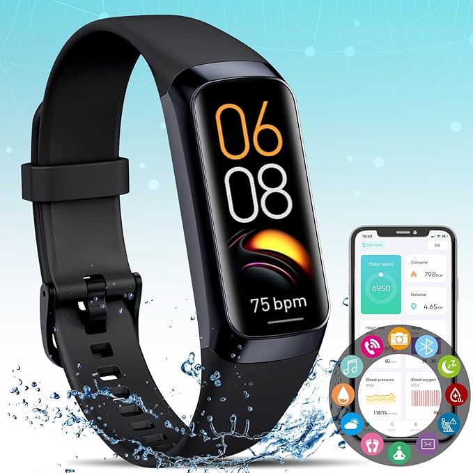 Fitness Activity Tracker for Men Women,Smart Watch with Blood Pressure Monitor Heart Rate Sleep Monitor IP67 Waterproof Pedometer Step Counter Calorie Tracker Health Watch for Android iOS Phones