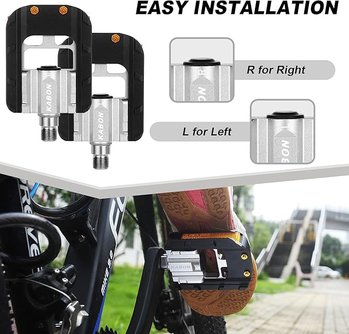 KABON Folding Bike Pedals, Bicycle Foldable Pedals with Aluminum, Universal 9/16 inch Non-Slip Cycling Pedals for Folding Bike, BMX Bike, Road Bike, Mountain Bike MTB