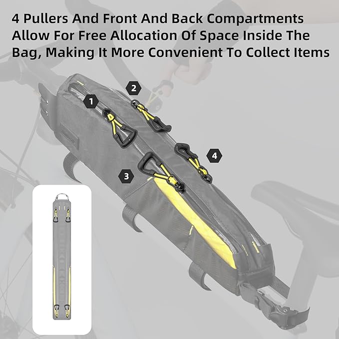 Rhinowalk Bike Top Tube Bag Bicycle Front Frame Bag Waterproof Bike Bag 2.1L with Dual Side Mesh Pockets for MTB Road Bike Cycling Commuting and Outdoor Adventures