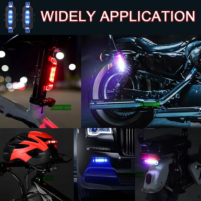 2 Pack USB Rechargeable LED Bicycle Rear Lights Cycling Bike Taillight Safety Lamp Night Essential Waterproof 4 Modes Warning Light for Men Women Kids MTB