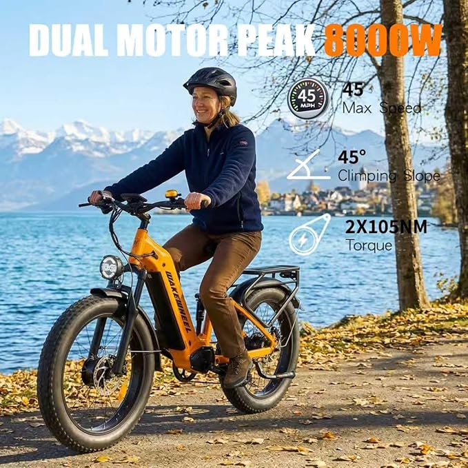8000w Electric Bike for Adults, 60V 32Ah Battery Ebike, Fat Tire & Long Range Electric Bicycles, 210Nm Mountain Bike Full Suspension, Hydraulic Brake Electric Bicycle