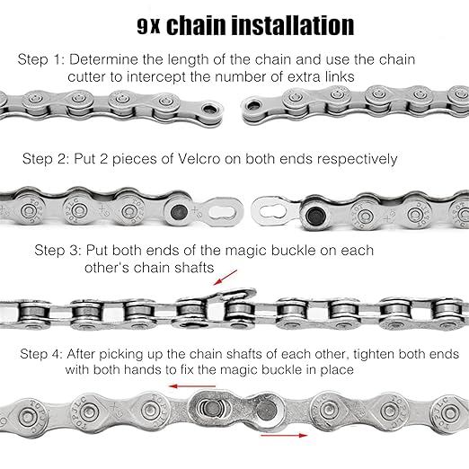 Bike Chain 1/2" x 11/128" 116 Links 9 Speed Bicycle Chain,Bike Chains MTN BTX MTB Mountain Bike Road,9-Speed Chain