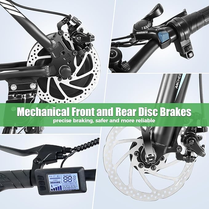 ANCHEER Electric Bike for Adults, [Peak 750W Motor] Electric Mountain Bike, 26" Sunshine Ebike, 55 Miles 20-22MPH Electric Bicycle with 48V/374Wh Battery, 7/21Speed, UL2849 Compliant