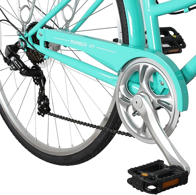 MICARGI 24/26 Inch Adult Cruiser Bicycle Hybrid Bike 1/7 Speeds Commuter Bike for Women, Men, Seniors,Step-Through or Step-Over Bike Steel Frame Multi Colors Style