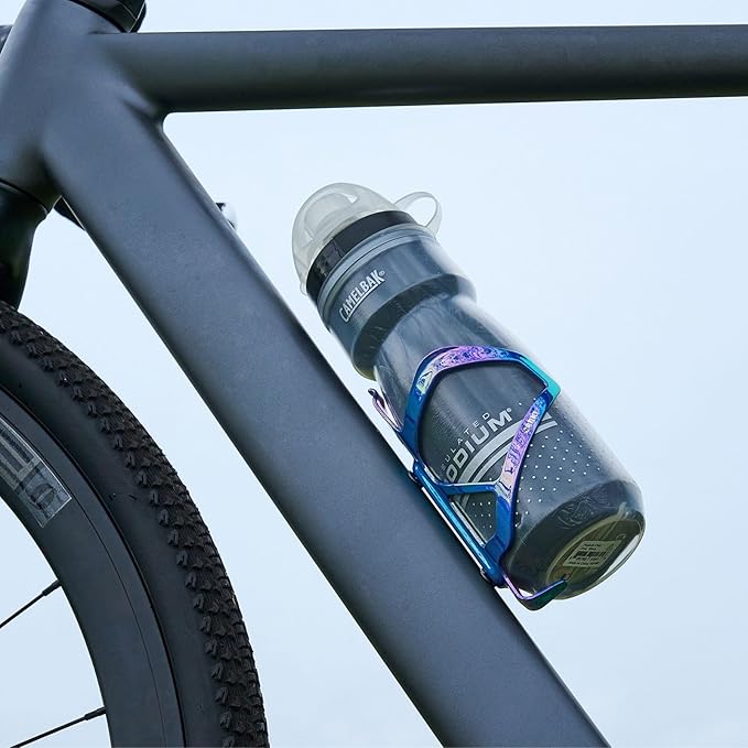 Corki Cycles Heavy Duty Bike Water Bottle Holder, Lightweight Aluminum Cage Shockproof Design for Road Mountain Gravel Bikes, Holds 18-30 oz, 2-Pack Iridescent Blue