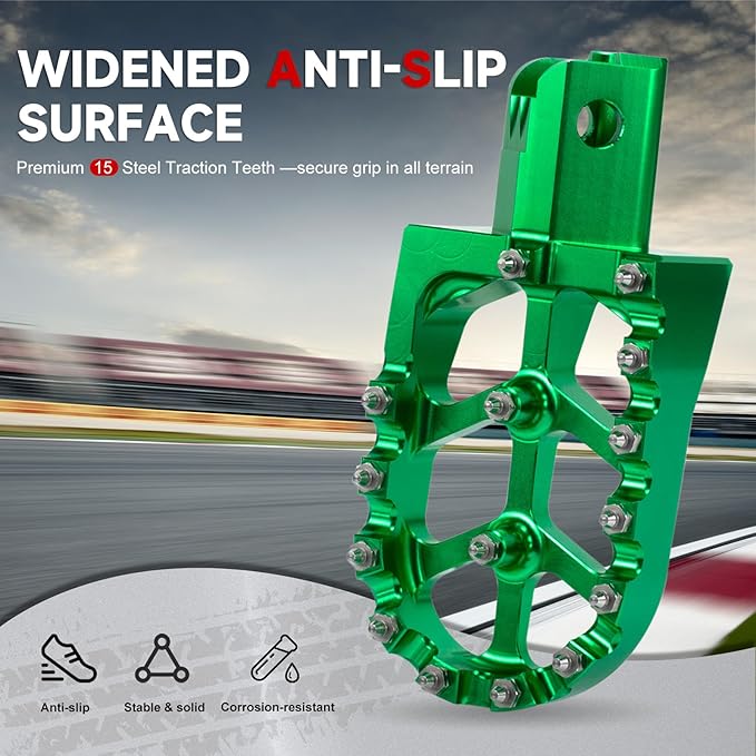 Mini Bike Foot Pegs CNC Anti-Slip Wide Footpegs for CRF50 CRF70 Coleman CT100U CT200U BT200X CC100X CRF XR50 70 110 125 SSR Apollo TaoTao Motorcycle Dirt Bike Pit Bike Pedals (Green)