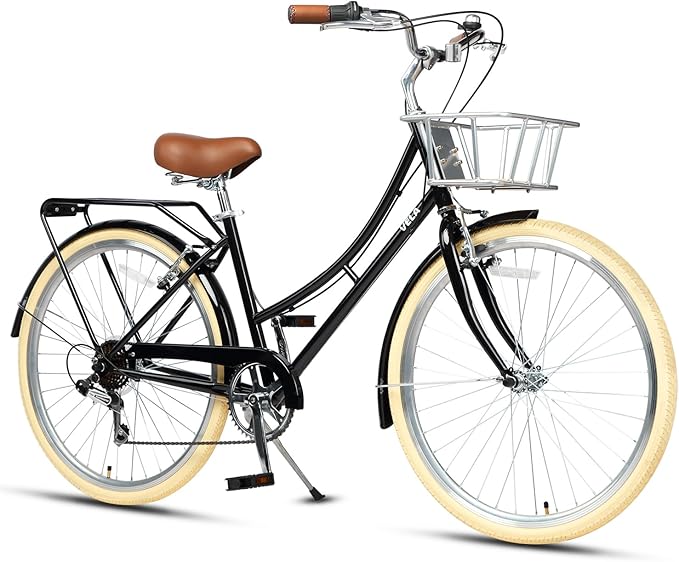 AVASTA Vela Hybrid Bike for Adult Women Female Lightweight Step Through 26 Inch High Tensile Steel Frame City Commuter Comfort Lady Bicycle, 6-Speed, Multiple Colors