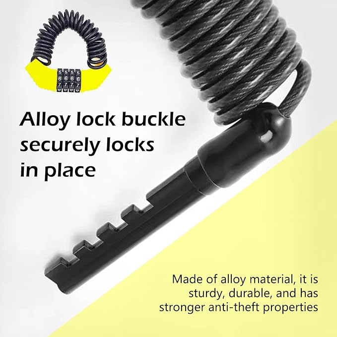 1 PC Motorcycle Helmet Locks, 5Ft Anti-Theft Portable Bicycle Lock, Multifunctional Bicycle Wheel Security Password Lock Chain, Universal for Bicycle, Baby Stroller, Luggage Stroller (Yellow)