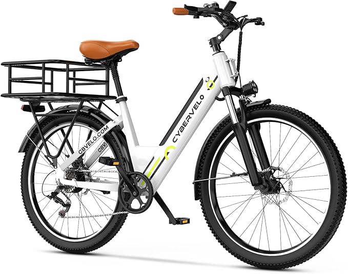 1000 Peak Electric Bike for Adults,up 80 Miles Removable Battery Ebike, 26" Electric E Bike with 7-Speed,Adult Electric Bicycles for Commute Beach Snow White Womens All Terrain
