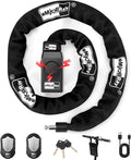 Anti-Theft Bike Alarm Chain Lock,Bike Lock 110dB Security 8mm x 4ft Chain Lock with Key & Remote Control Heavy Duty Steel Rechargeable E-Bike Scooter Bike Lock (Storage Bag Included)