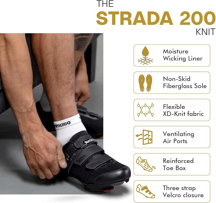 Tommaso Strada Mens SPD & Peloton Shoes—2 in 1 Cycling Shoes—Install Your Own Delta or SPD Cleats for Spin Bikes, Indoor Cycles or Most Mens Bicycles—Explore Bike Accessories