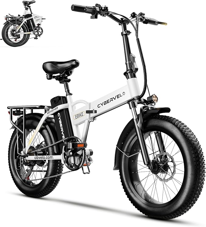 1000W Folding Electric Bike, 48V 20.8AH Large Removable Battery E-Bike, 30+MPH, 80 Miles Max Range, 20" Fat Tire Electric Bike for Adults, Adult Electric Bicycles for Commute