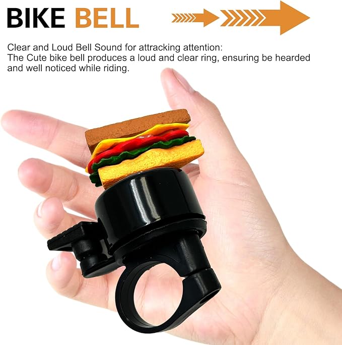 Bike Sandwich Bell, Aluminum Alloy Bicycle Bell with Plastic Base, Loud Crisp Clear Sound Bicycle Bells, Universal for Road Mountain Scooter Tricycles Bike