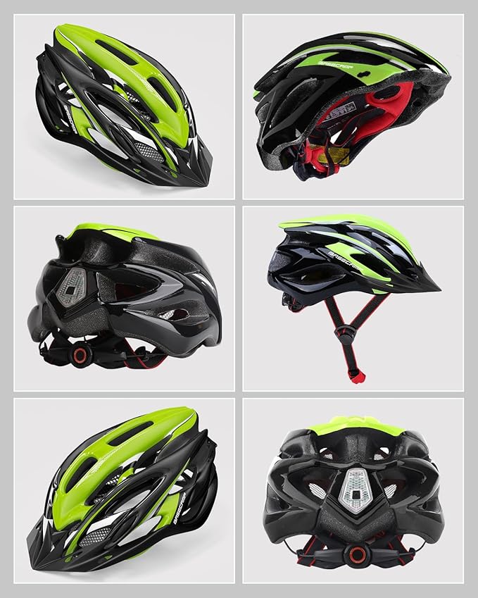 Basecamp Bike Helmet for Women Men with LED Safety Light Removable Sun Visor Lightweight Bicycle Helmet Adjustable Breathable Mountain & Road Cycling Helmets for Adult