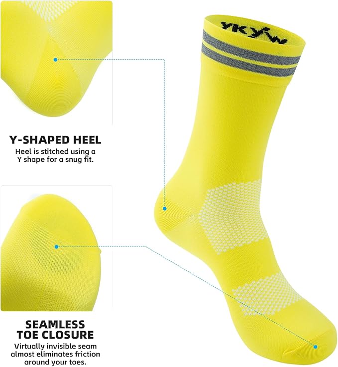 YKYWBIKE Cycling Socks for Men Women-Athletic Crew Bike Socks,Compression Biking Socks for Men Cycling,MTB Riding Socks