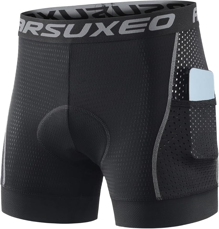 ARSUXEO Cycling Underwear Men With Pockets 4D Padded Bike Shorts Bicycle Biking Cycling Shorts
