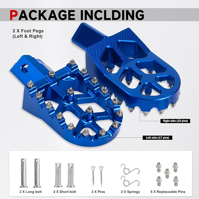 Mini Bike Foot Pegs CNC Anti-Slip Wide Footpegs for CRF50 CRF70 Coleman CT100U CT200U BT200X CC100X CRF XR50 70 110 125 SSR Apollo TaoTao Motorcycle Dirt Bike Pit Bike Pedal (Blue)