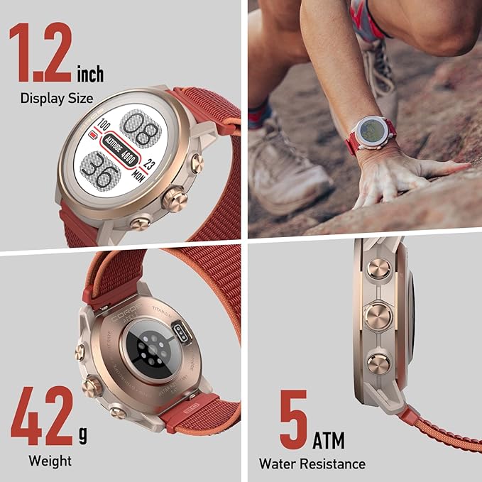 COROS APEX 2 Series Outdoor GPS Watch, 1.2" Sapphire Titanium, On-Wrist Navigation, Offline Maps, Heart Rate Monitor, Track Sleep, Running, Biking, Skiing, Climbing (APEX 2, Grey)