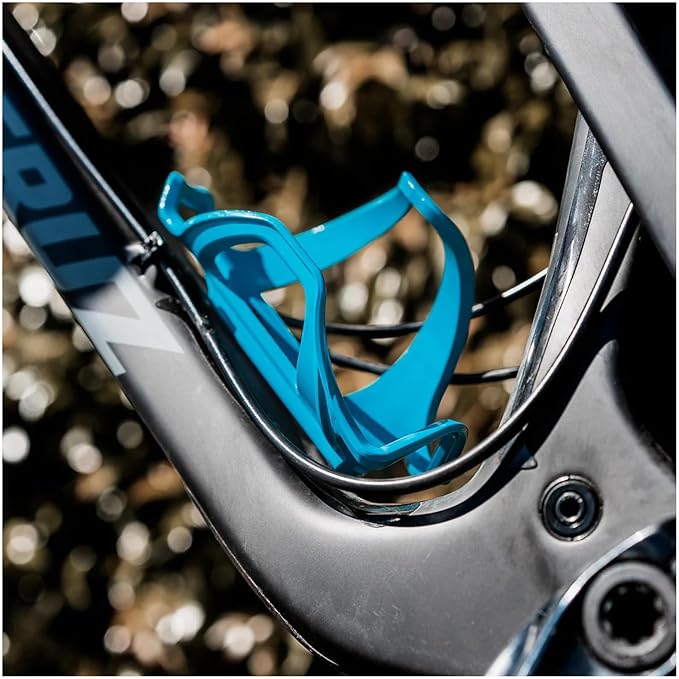 LEZYNE Flow Cage SL Enhanced Bike Water Bottle Cage - Side Load Bicycle Bottle Holder, Composite Matrix, Left/Right Options, Compact Frame Cycling Accessory - Left - Blue