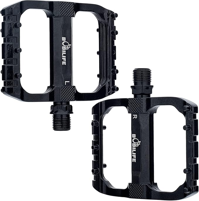 Smooth Bearings Mountain Bike Pedals - MTB Bicycle Flat Pedals Aluminum 9/16" Sealed Bearing Lightweight Platform for Road Mountain BMX MTB Bikes