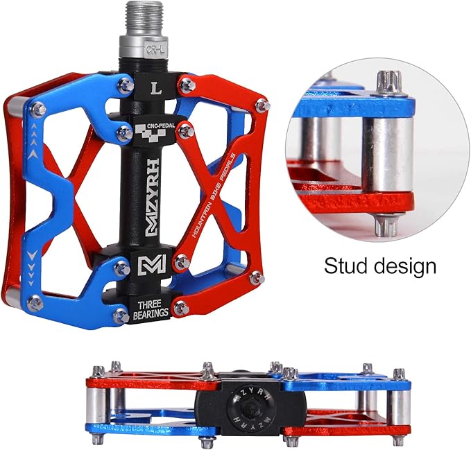 MZYRH Mountain Bike Pedals, Ultra Strong Colorful CNC Machined 9/16" Cycling Sealed 3 Bearing Pedals