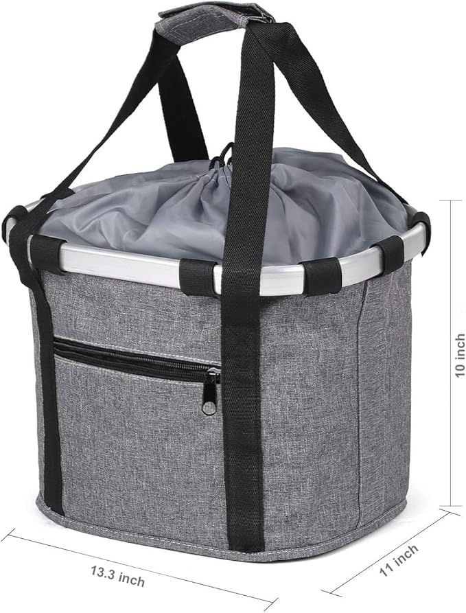 Detachable Bike Basket, Dog Cat Bicycle Handlebar Front Bag Pet Carrier with 5 FT Dog Leash for Cycling, Shopping, Picnic, and Outdoor
