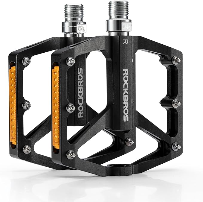 ROCKBROS Mountain Bike Pedals MTB Pedals Bicycle Flat Pedals Aluminum 9/16" Sealed Bearing Lightweight Platform for Road Mountain BMX MTB Bike