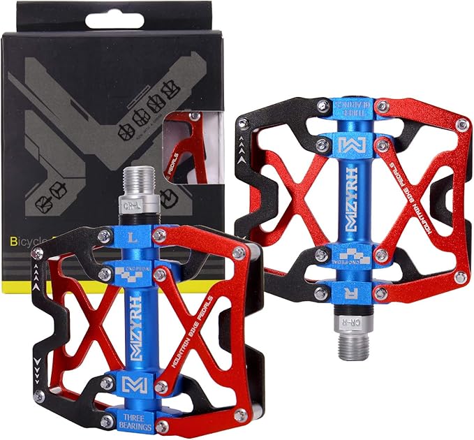 MZYRH Mountain Bike Pedals, Ultra Strong Colorful CNC Machined 9/16" Cycling Sealed 3 Bearing Pedals