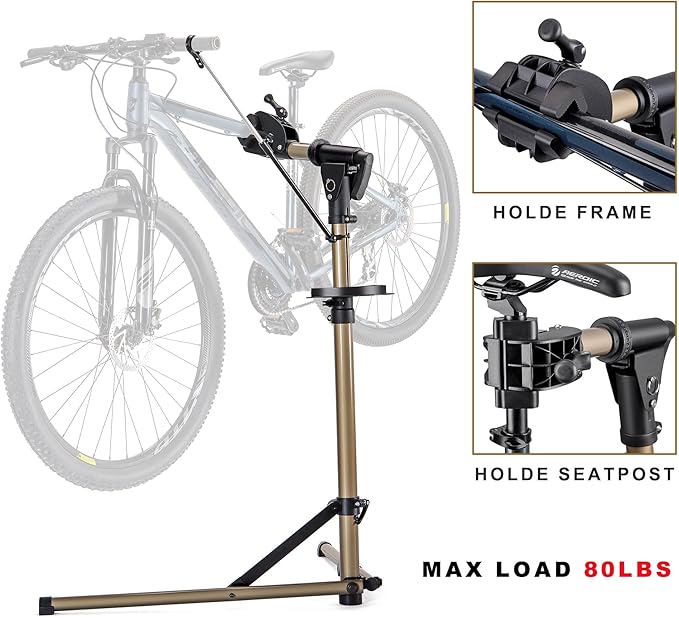 CHEPARK Bike Repair Stand (Max 80lbs) - Bike Stand Rack for Workstand Maintenance - E Bike Repair Stand Bicycle Shop Home Mechanics for Mountain Bike and Road Bike