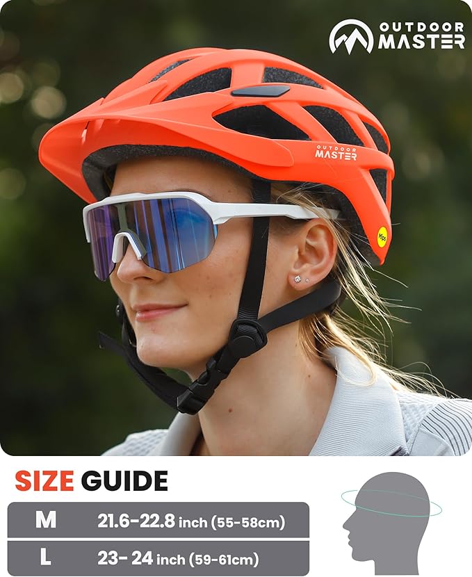 OutdoorMaster Gem Recreational MIPS Cycling Helmet - Two Removable Liners & Ventilation in Multi-Environment - Bike Helmet in Mountain, Motorway for Youth & Adult